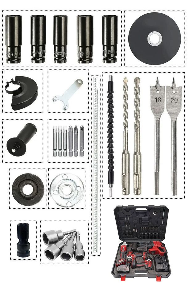 Süper Seri 5’li Takım: 200A Kaynak Makinesi + 3 Akülü Matkap + Taşlama Somun Sıkma Kırıcı Delici Set - 3