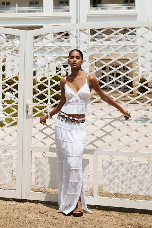 Panelli midi etek - 1