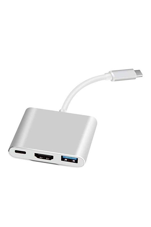 محول USB 3.1 Type-C إلى HDMI للتلفزيون عالي الدقة باللون الفضي