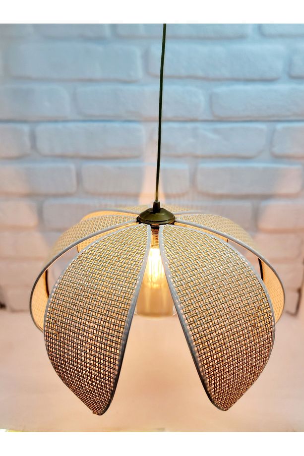 Hasır Hazeran Rattan Palmiye Model Bohem Salon Oturma Odası Hol Cafe Restaurant Tekli Sarkıt Avize - 3