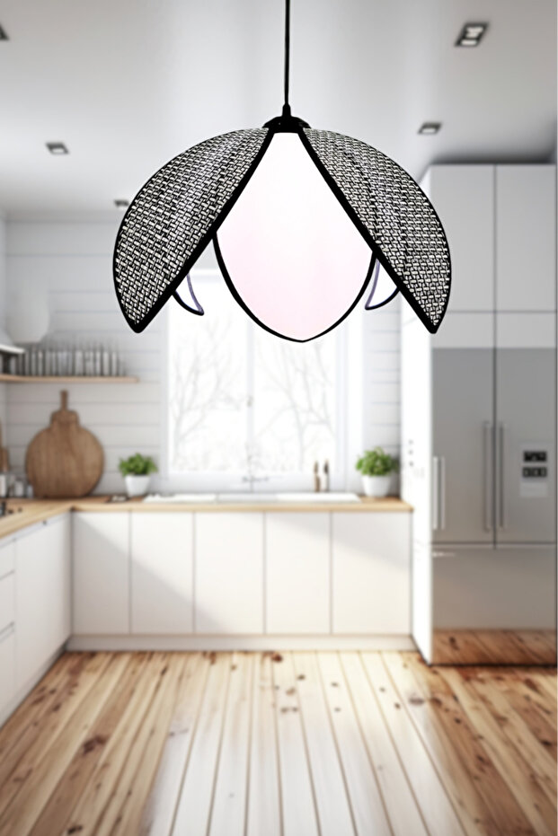 Hasır Hazeran Rattan Palmiye Model Bohem Salon Oturma Odası Hol Cafe Restaurant Tekli Sarkıt Avize - 1