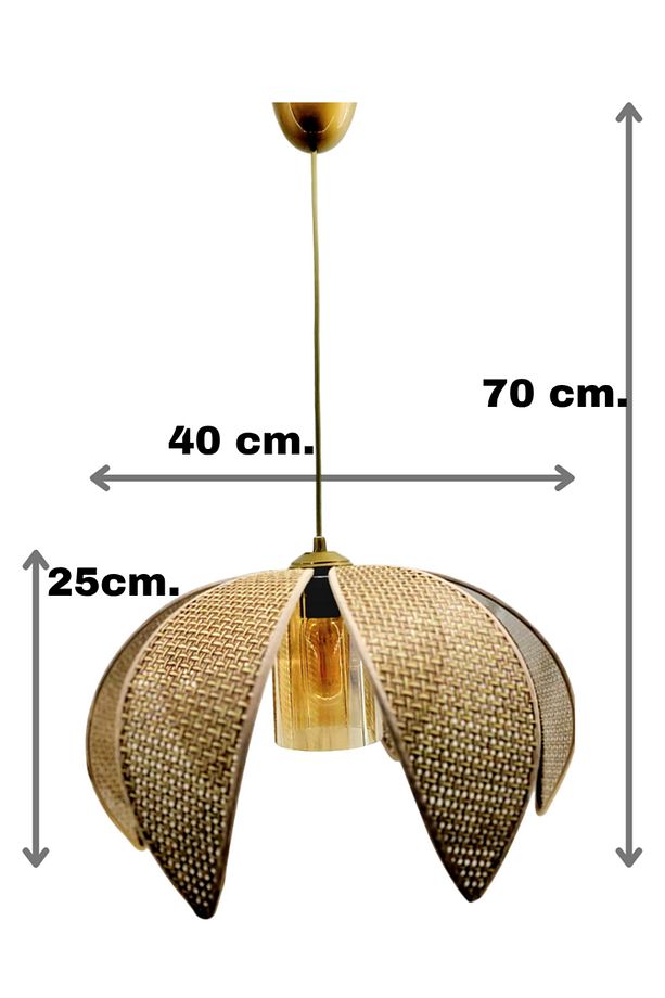 Hasır Hazeran Rattan Palmiye Model Bohem Salon Oturma Odası Hol Cafe Restaurant Tekli Sarkıt Avize - 2