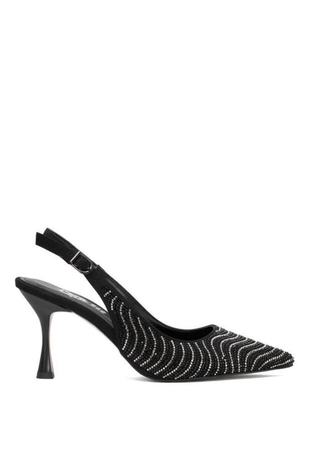 Pythagoras Ps-32340 cm Heeled Women's Stone Open Back Stiletto Evening Dress Shoes
