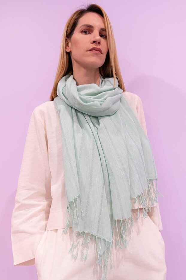 Hand Woven Wrap Shawl 60 X 190 cm - Green