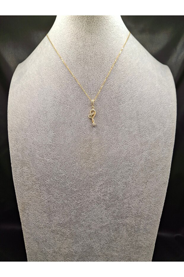 Gold Color Stone Design Heart Model Steel Necklace