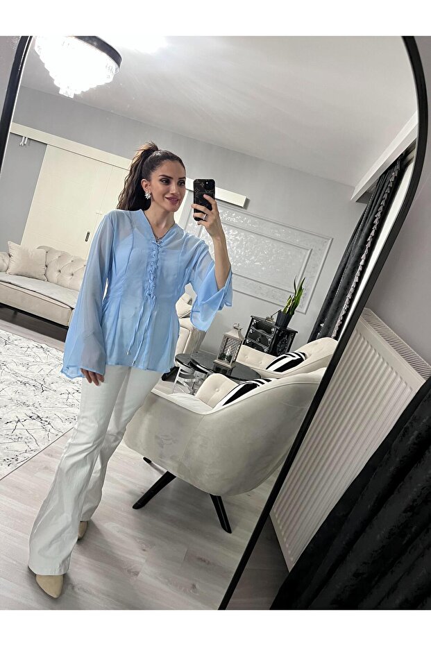 Şifon Mavi Bluz - 2