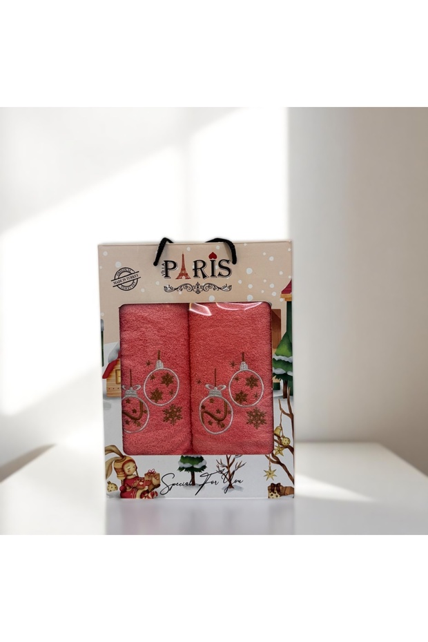 100% Cotton Set of 2 Embroidered Hand Towels – Paris Model, Decorative Guest Towels
