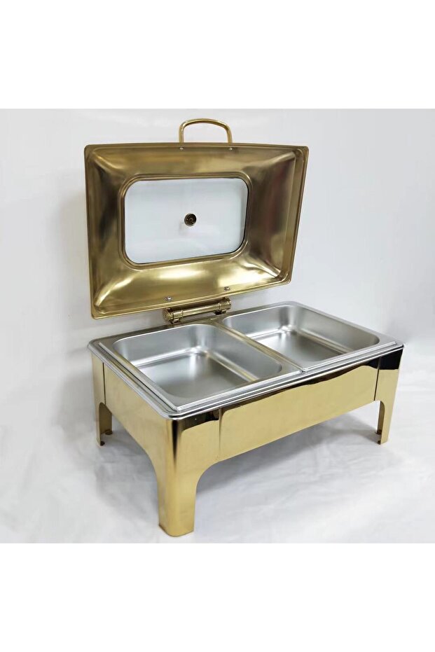 Rectangular Hydraulic Warming Dish, Stainless Steel Warming Dish with Clear Lid