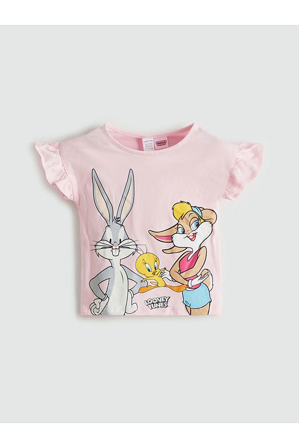 LCW baby Pembe Bugs Bunny Baskılı Kız Bebek Şortlu Pijama Takım - 3