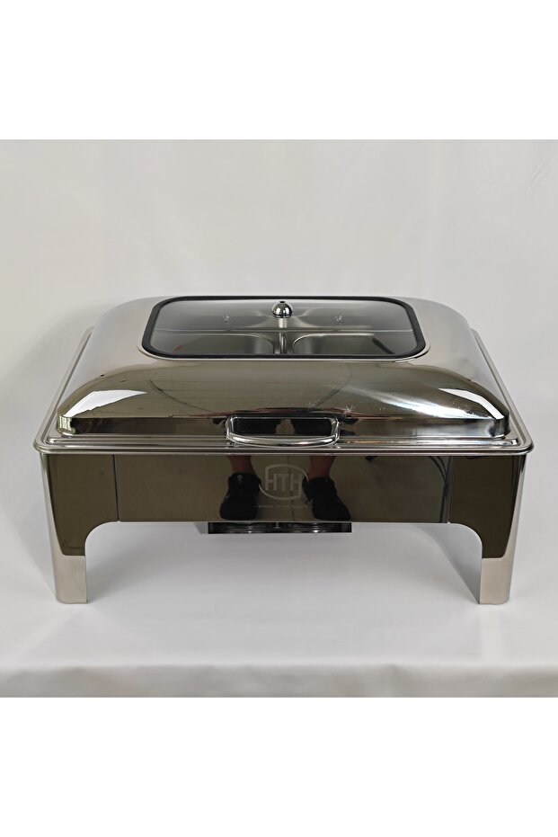 Rectangular Hydraulic Warming Dish, Stainless Steel Warming Dish with Clear Lid
