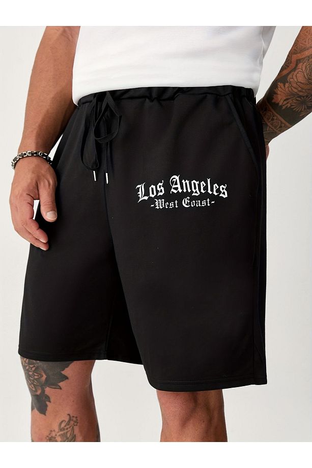 Unisex Los Angeles Yazılı Şort - 1