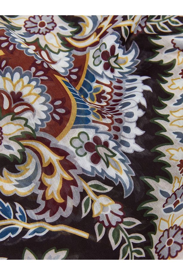 Sari Çiçek Desenli Kadın Şal - 3
