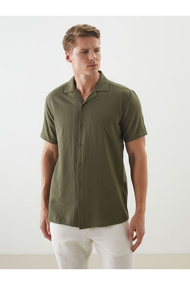 LCW ECO Regular Fit Keten Karışımlı Erkek Gömlek - 1