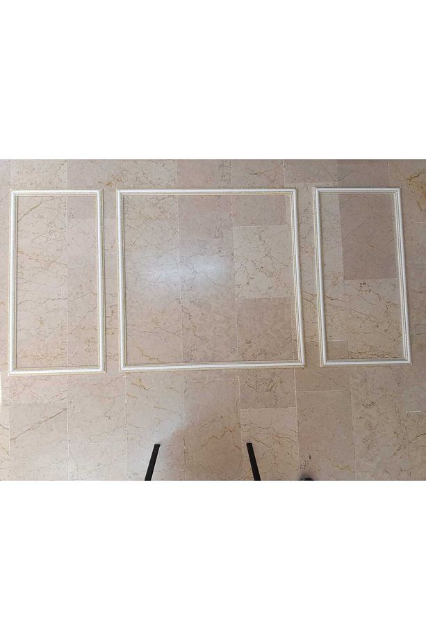 4 Şeritli Dekoratif Altın Sarı Taşlı Strafor Köpük 3 lü Çerçeve Seti - 2