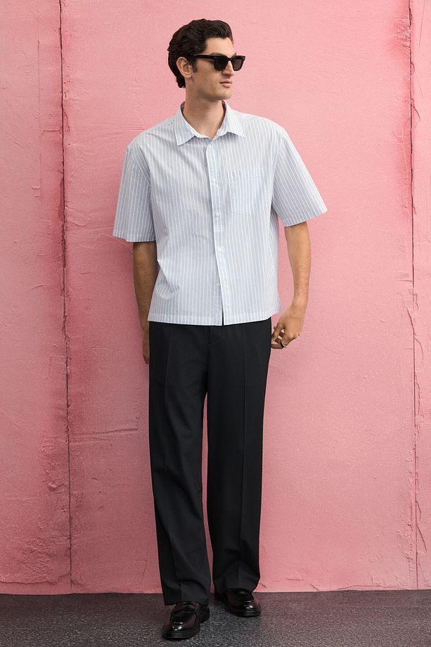 Kısa ve Geniş Poplin Gömlek Regular Fit - 3