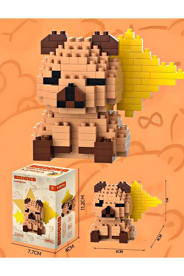 Capybara Bricks Yapı Oyuncak Seti 194 Parça – Sırtında Yıldız Taşıyan Mini Figür Kapibara - 1