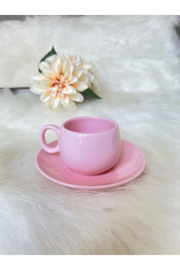 Tombul Kahve Fincanı 1 Adet - Pembe - 1