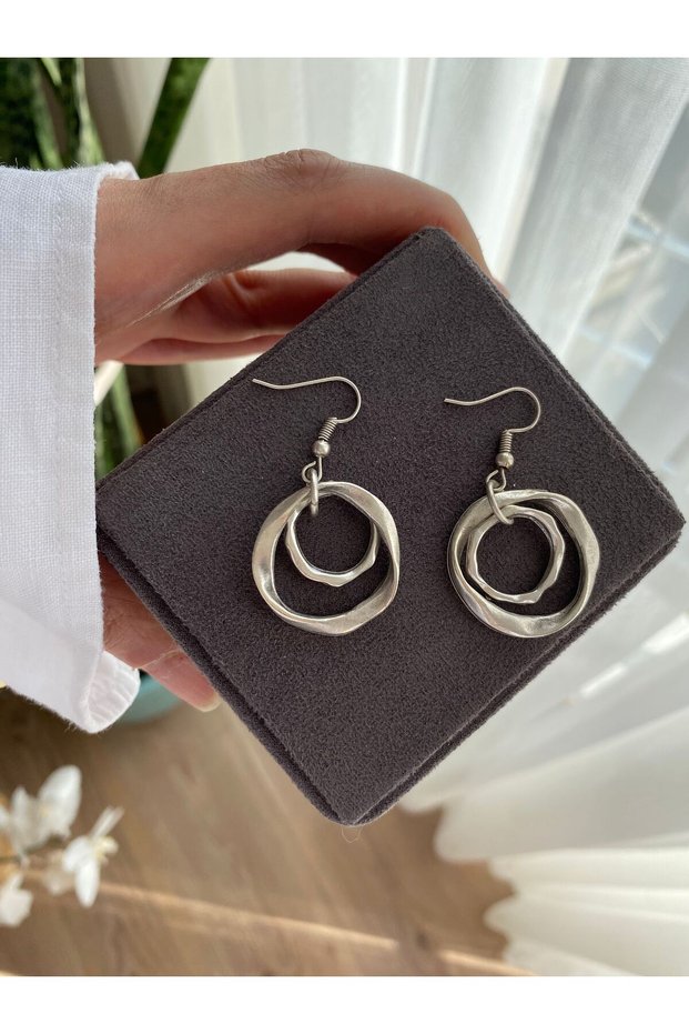 Auger Ring Silver Colored Earrings