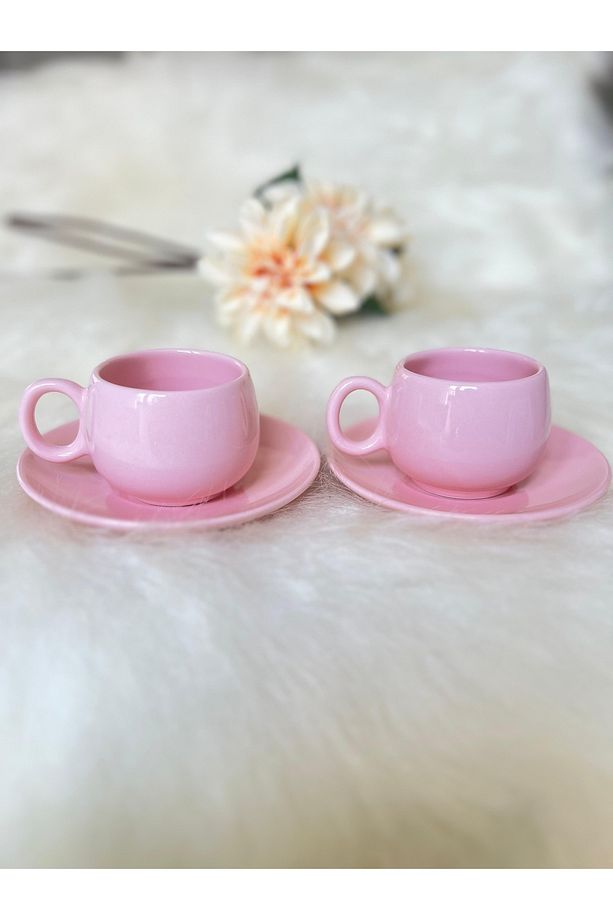 Tombul Kahve Fincanı 2 Adet - Pembe - 2