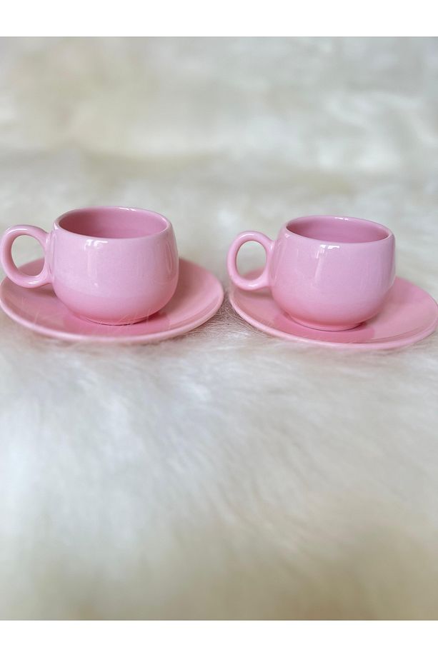 Tombul Kahve Fincanı 2 Adet - Pembe - 3