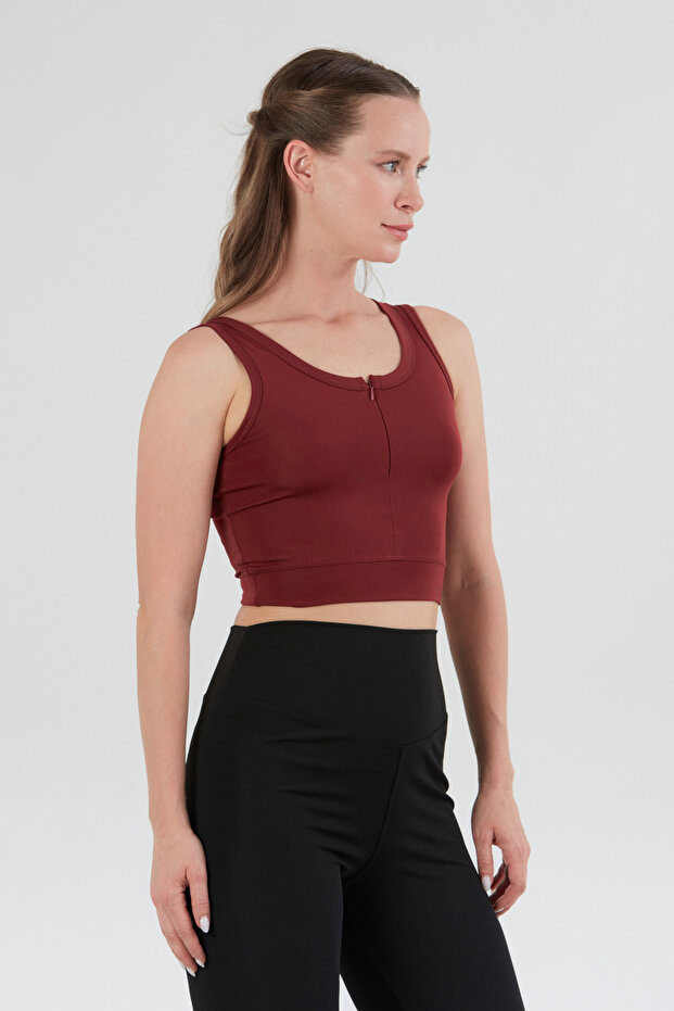 Basic Önü Fermuarlı Crop Body - 3