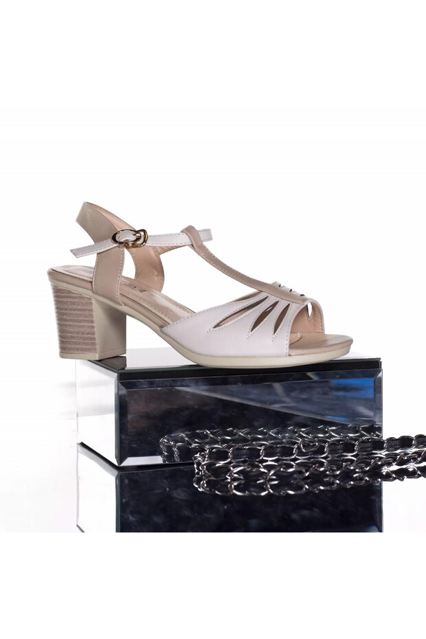 Sandale cu toc Eudora, bej - piele, 36 - 2