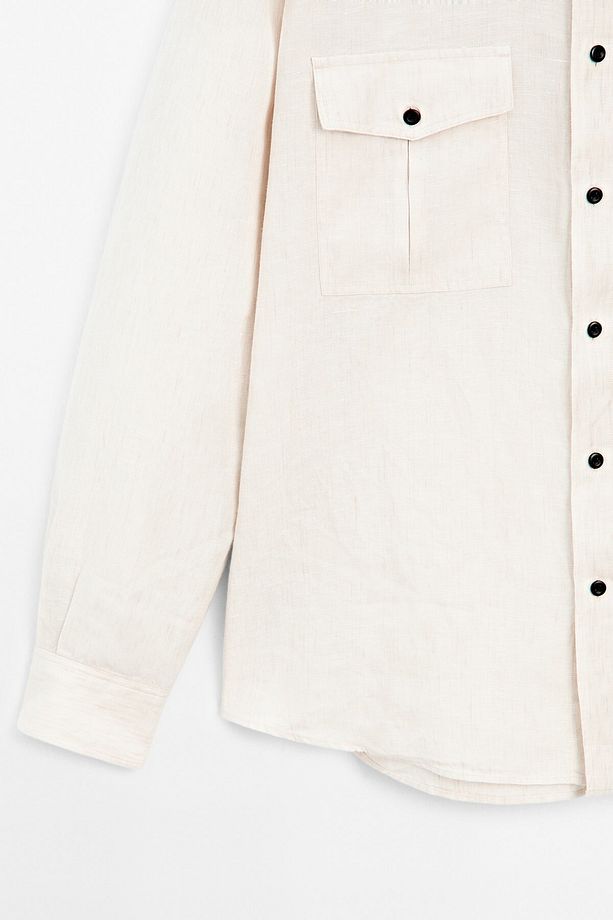 %100 keten regular fit gömlek - 7