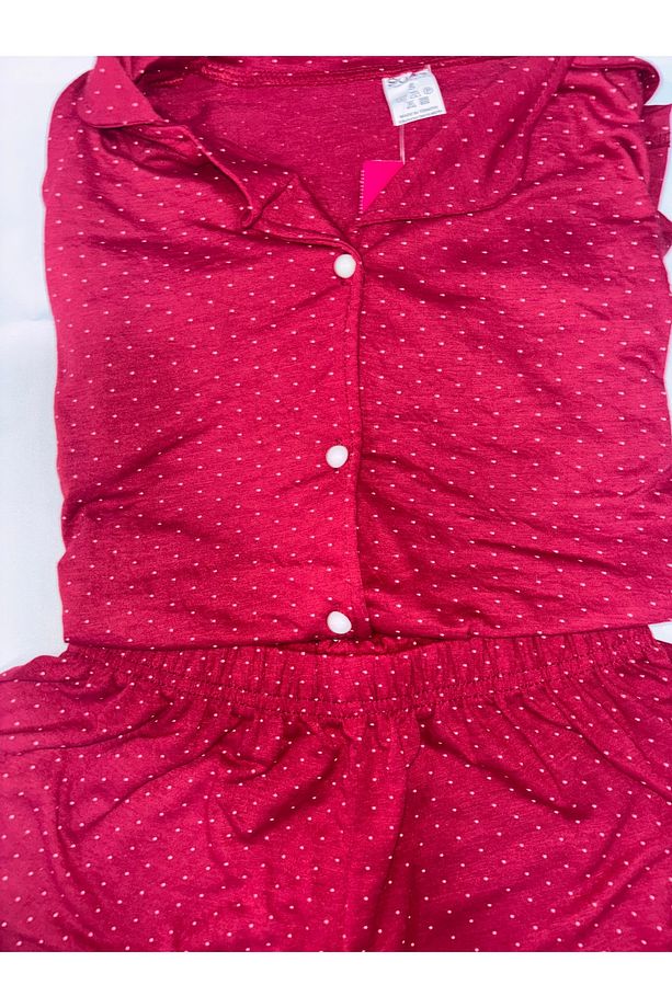 Kırmızı Gömlekli Şortlu Pijama Takımı - 3