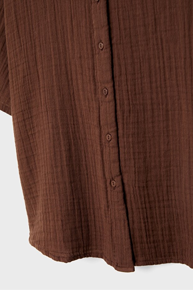 Dökümlü pamuklu gömlek - 8