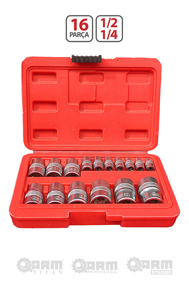 1/2 - 1/4 16 PARÇA E-İÇ TORX LOKMA SETİ - 1