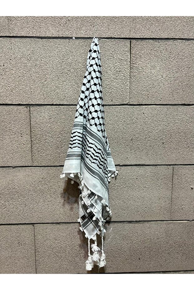Palestinian Keffiyeh Kuffiyeh Palestinian Pashmina Keffiyeh with Tassels 125 X 125 - 4
