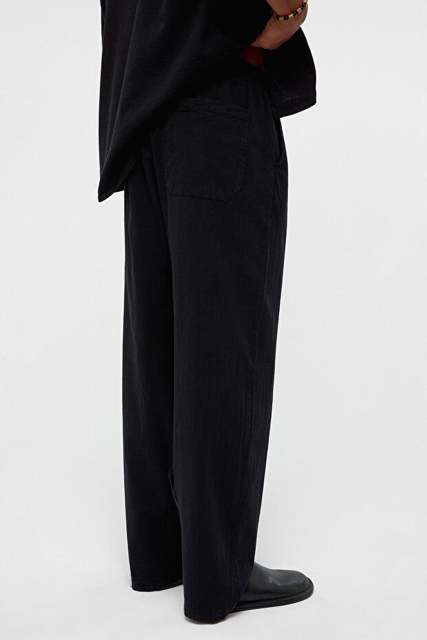 Basic Oversize Keten Takım Siyah - 6