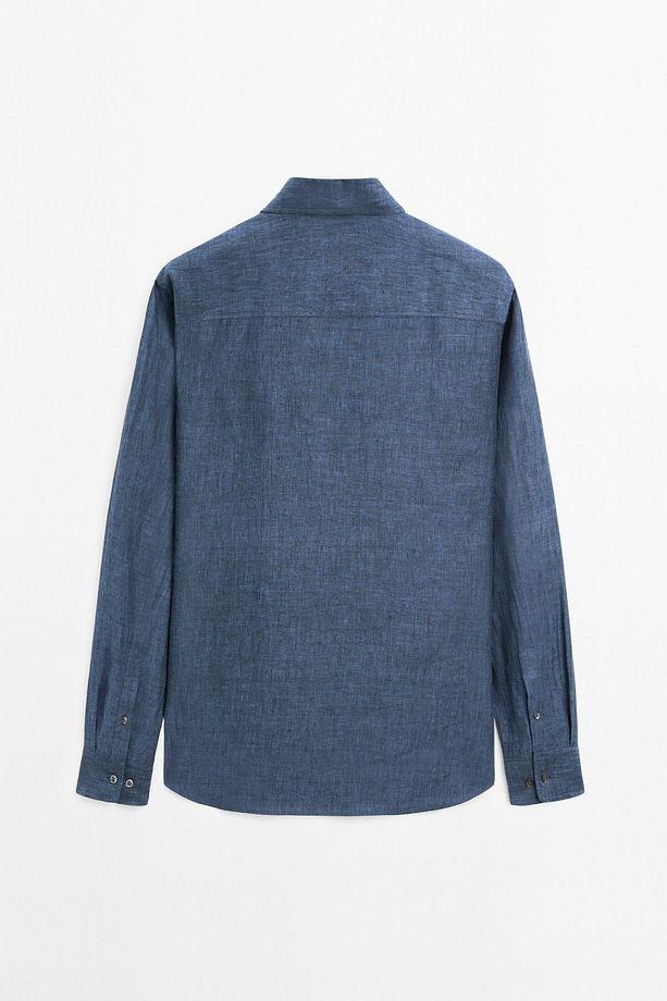 %100 keten regular fit gömlek - 8