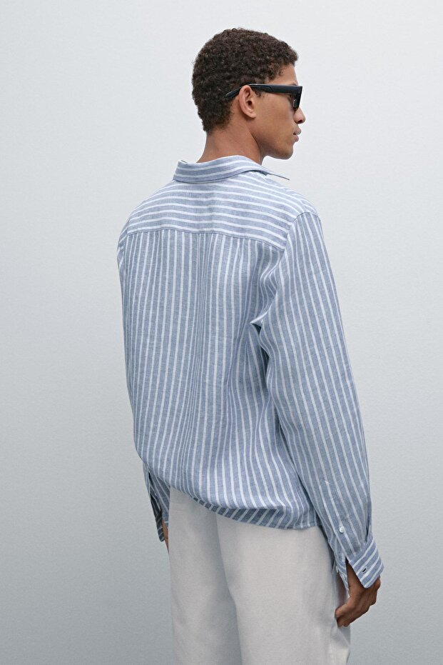 Regular fit çizgili gömlek - 3