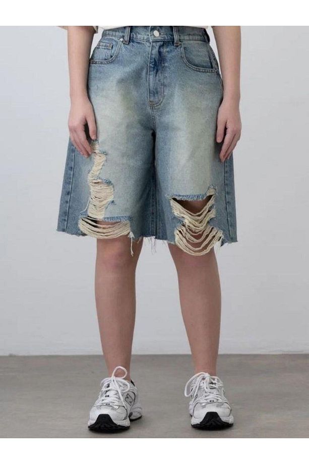 Kız Çocuk Yırtık Denim Kot Şort - 4