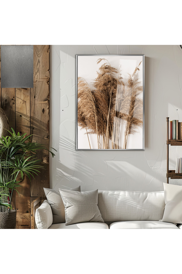 Amazing | Pampas Grass Decorative Plant Model | Framed Tempered Glass Table Single Vertical