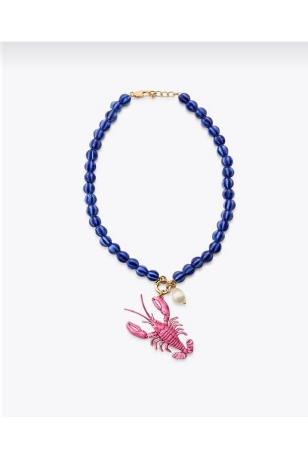Zra Brand Blue Bead Lobster Crab Necklace