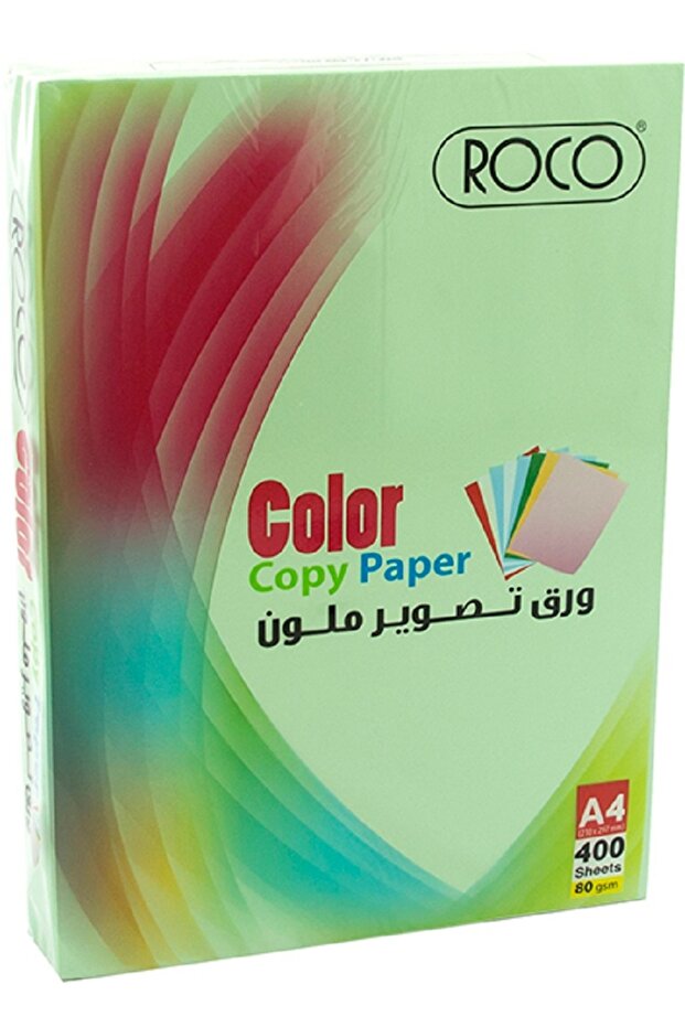 ورق نسخ ملون عادي أخضر A4 80 جرام/م2 400 ورقة