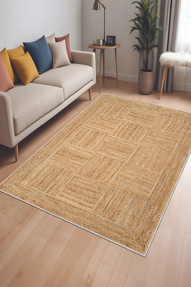 Krem Halı Makinede Yıkanabilir Kaymaz Taban Salon Halısı - 1