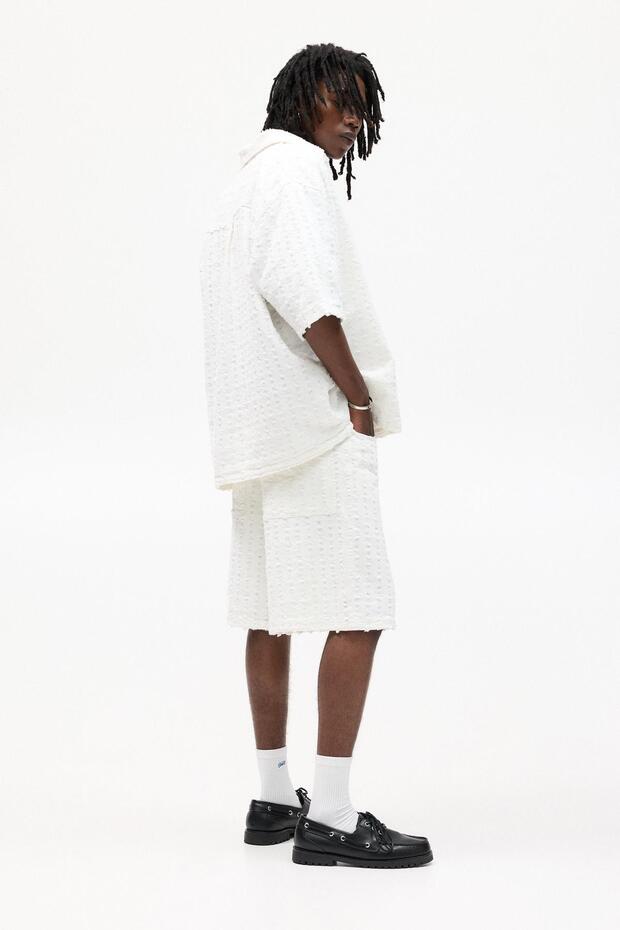 Dokulu bol kesim denim bermuda şort - 6