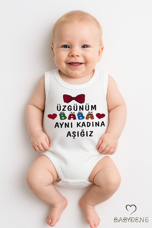 "Sorry Dad, We'Re in Love with the Same Woman" Written Sleeveless Baby Bodysuit 100% Cotton Summer Snapback Bodysuit Jumpsuit
