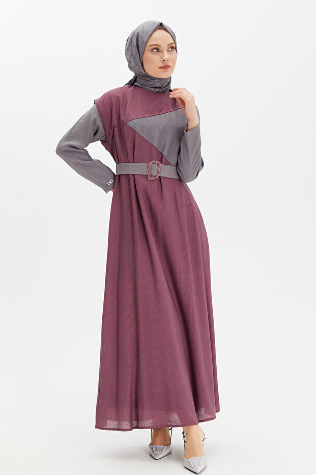 Çift Renkli Elbise - 3