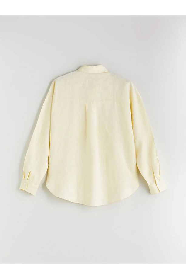 XSIDE Sari %100 Keten Oversize Kadın Gömlek - 3