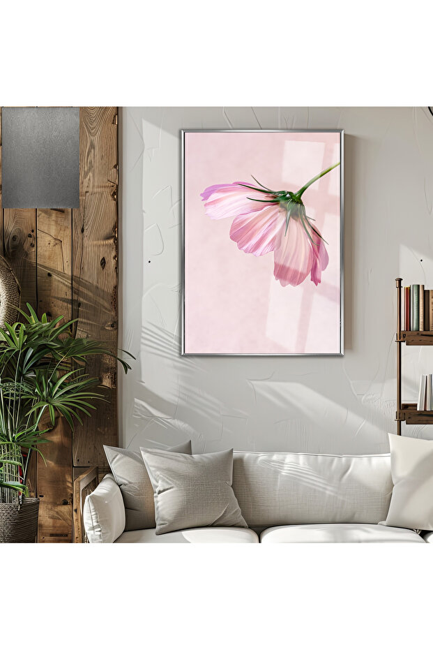 Amazing | Soft Pink Reverse Flower Model | Framed Tempered Glass Table Single Vertical