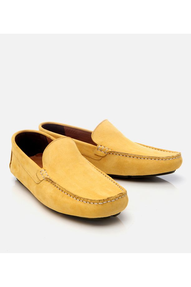 Erkek Nubuk Deri Sarı Hafif Tabanlı Günlük Loafer - 2