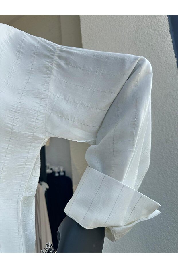 Sim Şerit Gömlek Beyaz - 2