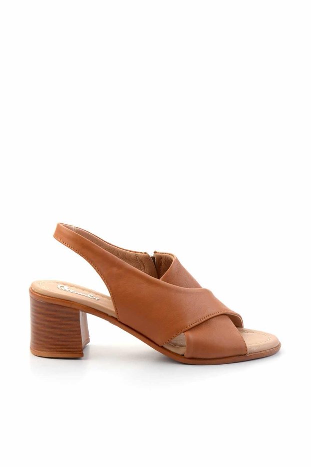 Tan Genuine Leather Women's Classic Heeled Shoes K05586452803