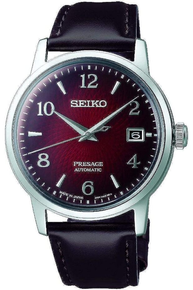Watch for Men, Japanese Automatic Movement, Analog Display, Brown Leather Strap-SRPE41J1
