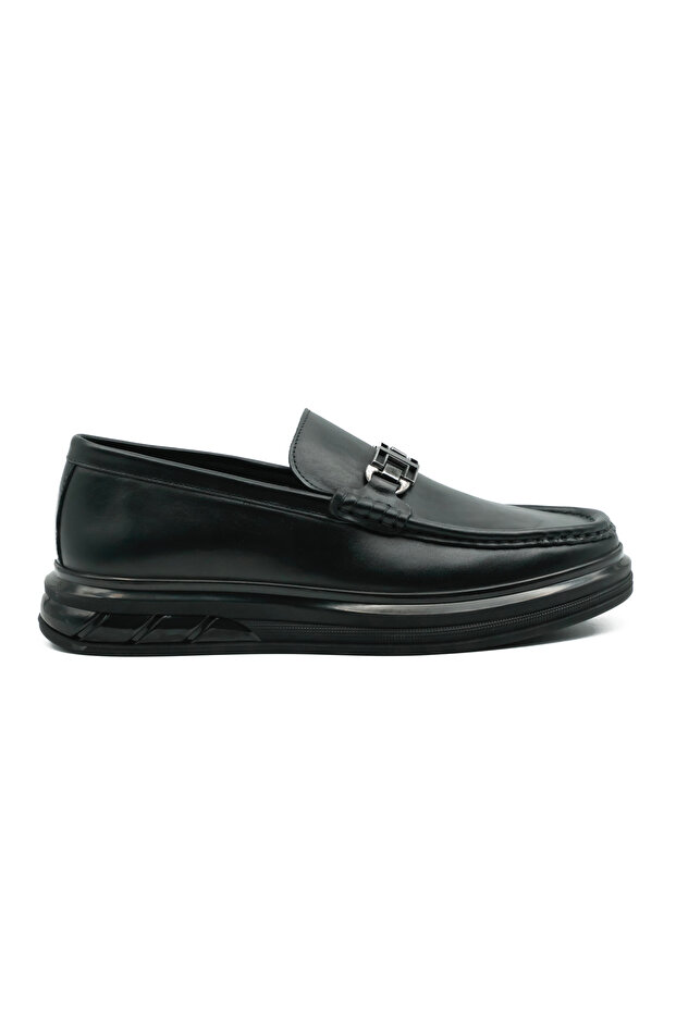 Genuine Leather Black Loafer Men's Shoes - Eva/Tpu Sole 2713