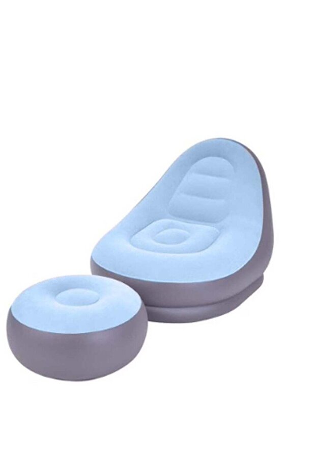 Inflatable Lounge Chair with Ottoman Blue